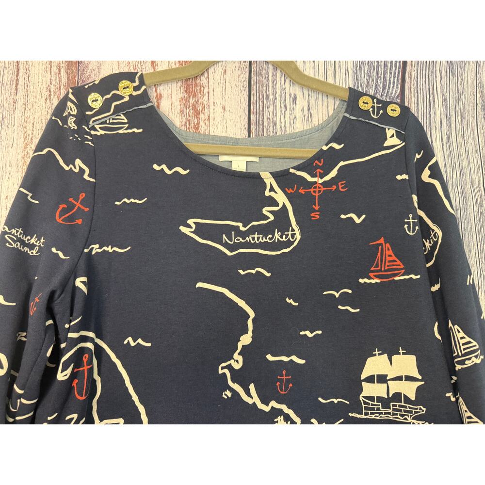 Charter Club Women's Boat Neck Top featuring a Nautical Map  Large - Picture 2 of 5